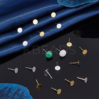 12Pcs 2 Colors 925 Sterling Silver Flat Pad Stud Earring Findings STER-DC0001-62B-1