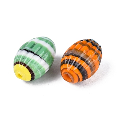 Handmade Stripe Lampwork Beads LAMP-N042-05-1