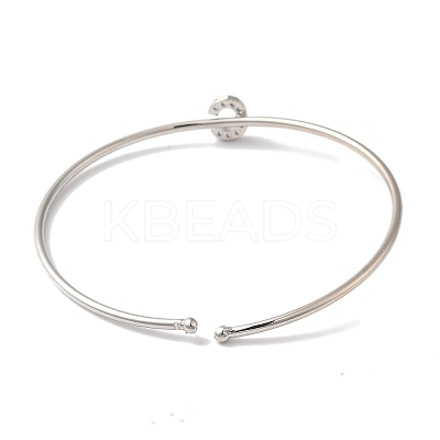 Rack Plating Brass Micro Pave Clear Cubic Zirconia Letter Open Cuff Bangles BJEW-A018-01P-C-1
