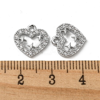 Brass Micro Pave Clear Cubic Zirconia Charms KK-H460-49P-1