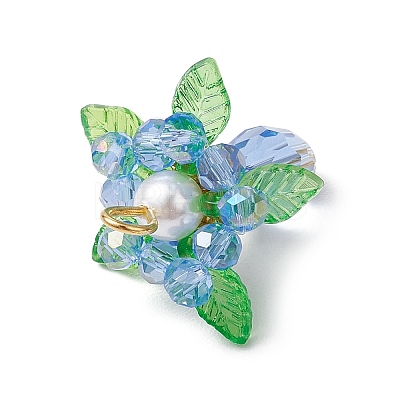 Glass with Round Shell Pearl and Acrylic Charms Pendants PALLOY-MZ00647-03-1