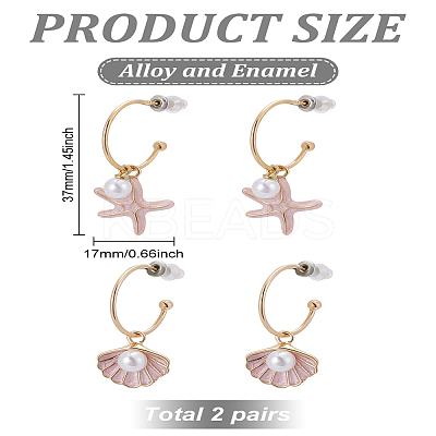 2 Pairs Alloy Enamel Stud Earrings EJEW-LP0001-95-1