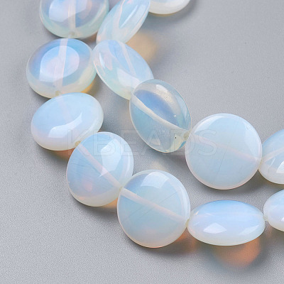 Flat Round Opalite Beads Strands G-S110-25-1