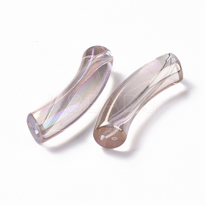 UV Plating Transparent Rainbow Iridescent Acrylic Beads OACR-A016-01L-1