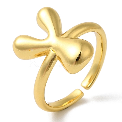 Initials Brass Open Cuff Ring for Women RJEW-N046-02Y-G-1