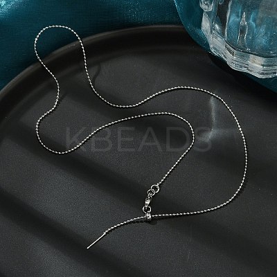 1mm Rack Plating Brass Ball Chain Adjustable Slider Necklaces for Women Men MAK-L044-51P-1