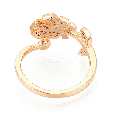 Tropical Leaf Shape Brass Micro Pave Clear Cubic Zirconia Cup Peg Ring Settings KK-T076-12G-1
