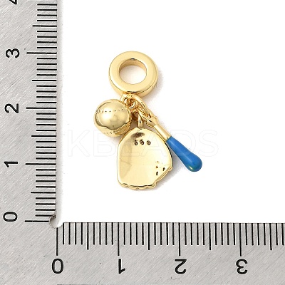 Brass Micro Pave Clear Cubic Zirconia European Dangle Charms KK-A296-04A-G-1