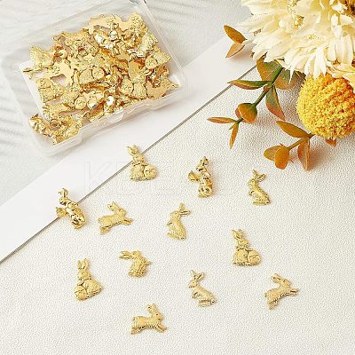 60Pcs 5 Style Easter Theme Rabbit Alloy Small Handmade Cabochons FIND-OC0001-50-1