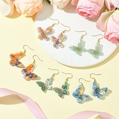 304 Stainless Steel Butterfly Dangle Earrings EJEW-FS00034-1