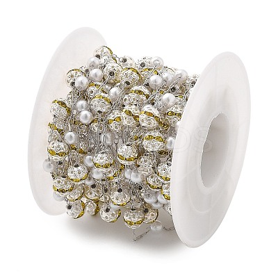Handmade ABS Imitation Pearl & Rhinestone Round Chains CHS-L028-03P-01-1