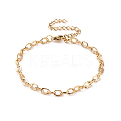 PVD Vacuum Plating 304 Stainless Steel Cable Chain Bracelet for Men Women BJEW-E031-05C-G-1