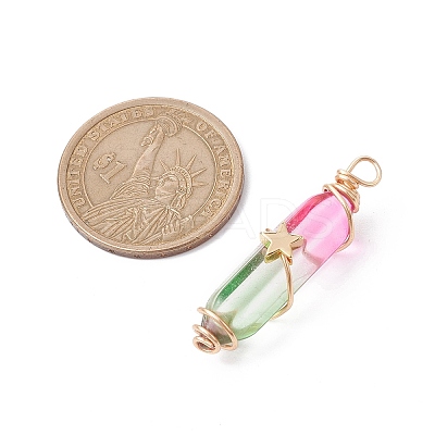 2Pcs 2 Style Two Tone Glass Double Terminated Point Beads Pendants Set PALLOY-JF02538-03-1