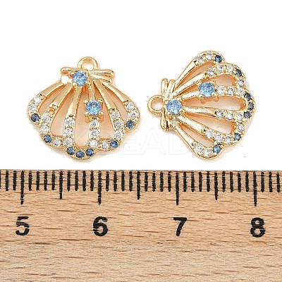 Brass Micro Pave Cubic Zirconia Charms KK-F906-13G-1