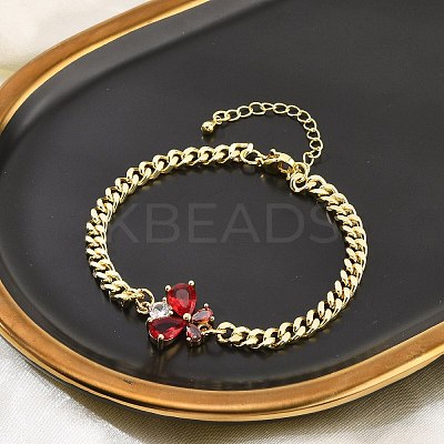 Brass Micro Pave Cubic Zirconia Link Bracelets BJEW-Z082-01G-01-1