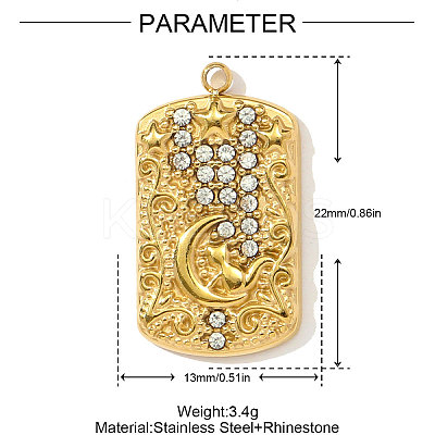 304 Stainless Steel Rhinestone Pendants STAS-OY003-93G-1