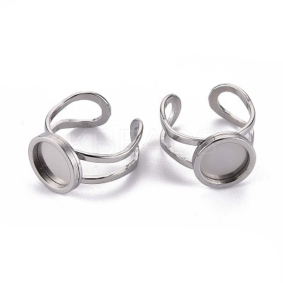 Non-Tarnish 201 Stainless Steel Cuff Pad Ring Settings X-STAS-S080-040A-P-1