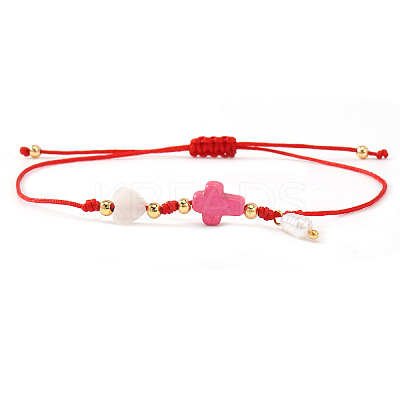 Plastic Imitation Pearl Charm Bracelets GR7958-4-1