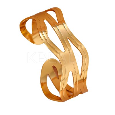 304 Stainless Steel Open Cuff Bangles for Women WGFFA35-01-1
