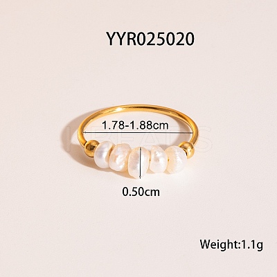 French Style Freshwater Pearl Stainlee Steel Finger Rings for Women OM4825-1