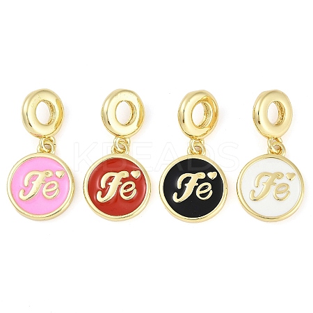Rack Plating Brass Enamel European Dangle Charms KK-P287-50G-1