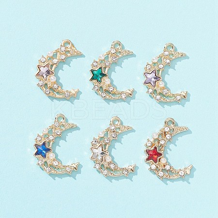 6Pcs 6 Colors Acrylic Rhinestone Pendants FIND-FS0001-39-1