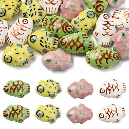 20Pcs 4 Colors Handmade Porcelain Beads PORC-YW0001-23-1
