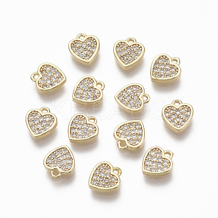 Brass Micro Pave Clear Cubic Zirconia Charms X-KK-R134-011-NF-1