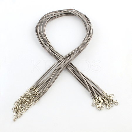 2mm Faux Suede Cord Necklace Making with Iron Chains & Lobster Claw Clasps NCOR-R029-08-1