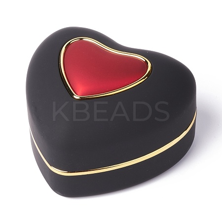 Heart Plastic Jewelry Ring Boxes OBOX-F005-04B-1