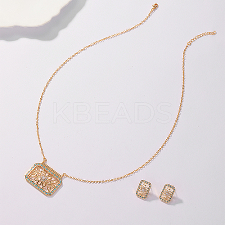 Brass Micro Pave Cubic Zirconia Jewelry Sets for Women HB7005-2-1