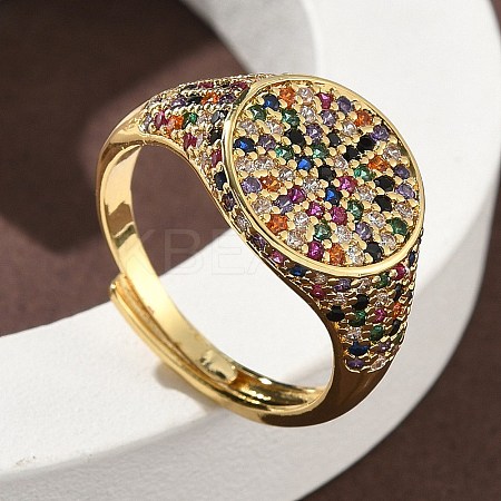 Brass Micro Pave Cubic Zirconia Cuff Rings for Women RJEW-A069-13G-01-1