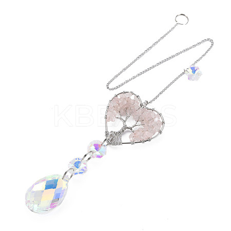 Natural Rose Quartz Big Pendants X-G-N333-008C-1