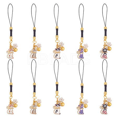 10Pcs 5 Styles Alloy Enmal Pendant Decorations HJEW-GO00019-1