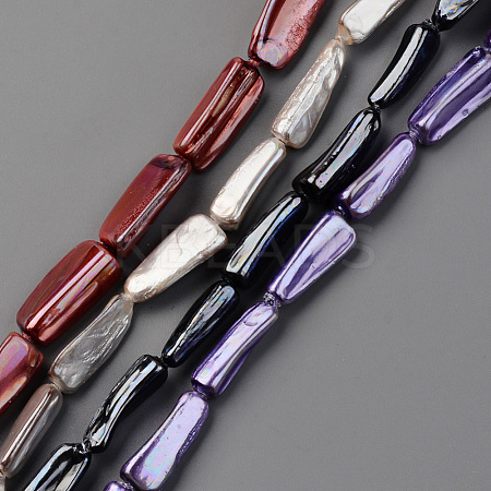 Spray Painted Natural Freshwater Shell Beads Strands SHEL-S276-90-1