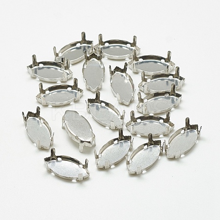 Non-Tarnish 201 Stainless Steel Sew on Prong Settings STAS-T032-04-4x8mm-1