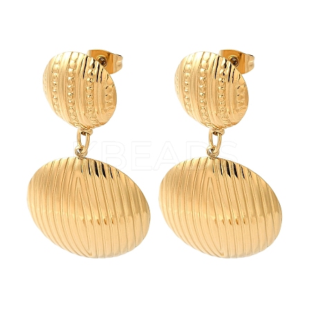 Textured Half Round Ion Plating(IP) 304 Stainless Steel Stud Earrings for Women EJEW-L287-015G-1