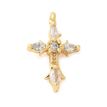 Brass Micro Pave Cubic Zirconia Pendants KK-U056-33G-1