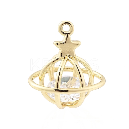 Brass Micro Pave Clear Cubic Zirconia Charms LS-KK-K371-32G-1