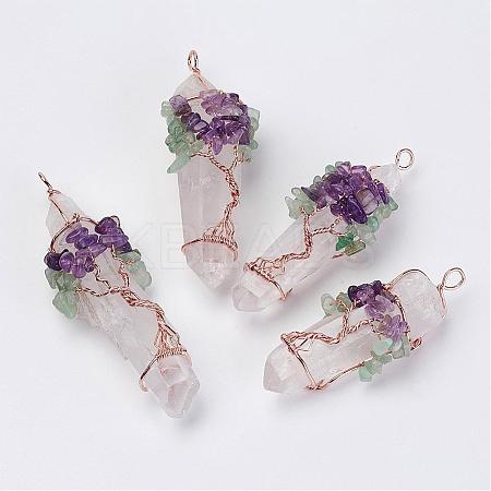 Natural Quartz Crystal Big Pointed Pendants G-P245-01-1