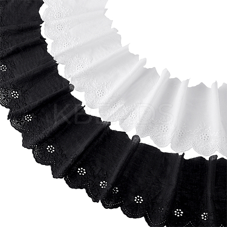 2 Colors Cotton Embroidery Flower Ribbons OCOR-PH0005-78-1