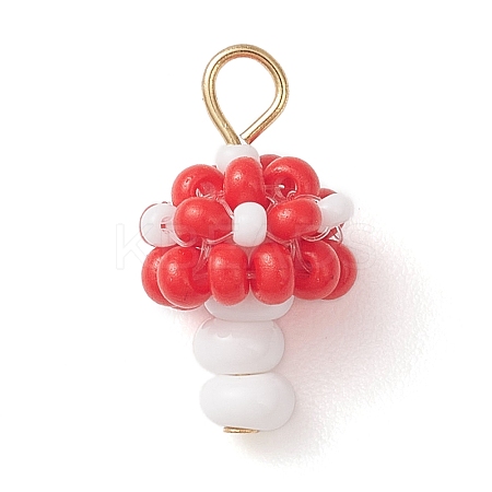 Beaded Mushroom Charms PALLOY-MZ01205-01-1