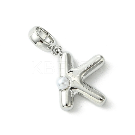 Rack Plating Brass with ABS Plastic Pearl European Dangle Charms KK-G501-02K-P-1