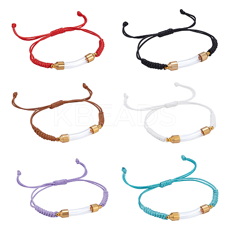 6 Colors Nylon Thread Braided Bead Bracelets BJEW-PH01865-1