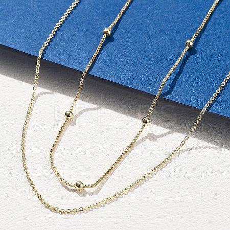 Brass Double Layer Necklaces NJEW-D302-52G-1