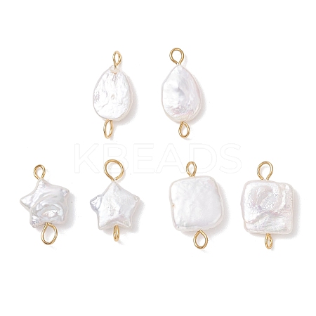 3Pcs 3 Styles Natural Keshi Pearl Connector Charms PALLOY-JF04243-1