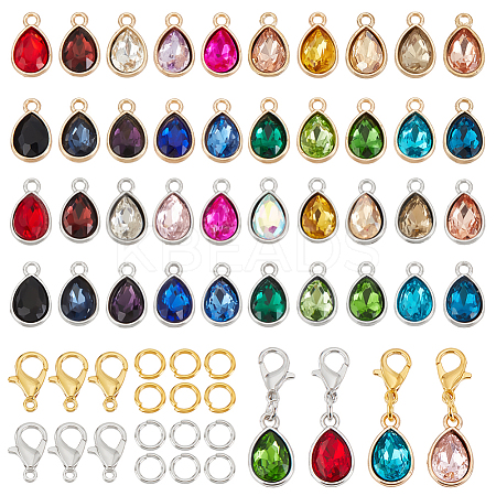 DIY Teardrop Alloy Rhinestone Birthstone Pendant Making Kits DIY-GA0007-12-1