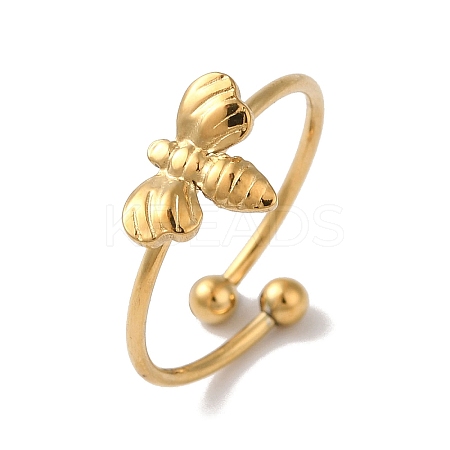 Ion Plating(IP) 304 Stainless Steel Bee Open Cuff Rings for Women LS-RJEW-18.0-06G-1