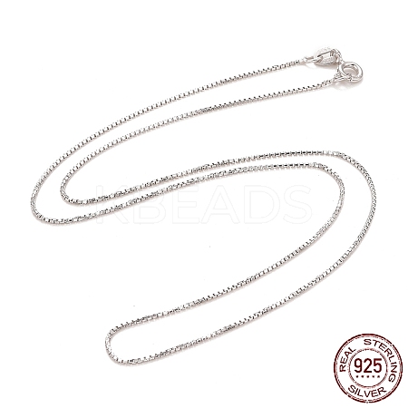 Anti-Tarnish Rhodium Plated 925 Sterling Silver Box Chain Necklace for Women NJEW-M190-02D-P-1