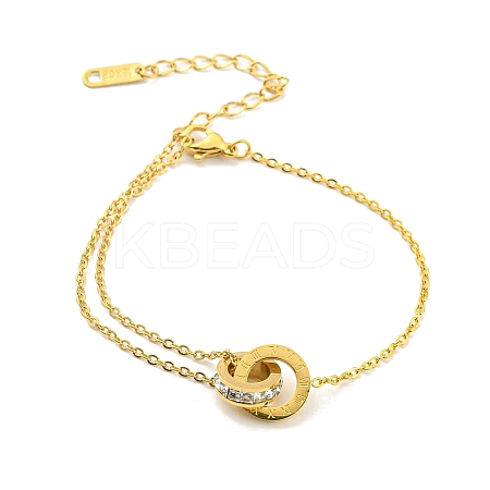 Crystal Rhinestone Interlocking Rings Link Bracelets BJEW-D030-15G-1